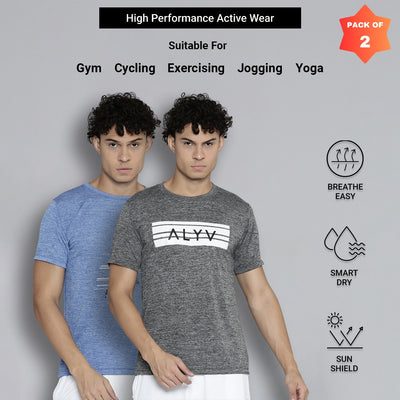 Men’s Max Performance Dry Fit T-shirt (Blue & Charcoal - Pack of 2)