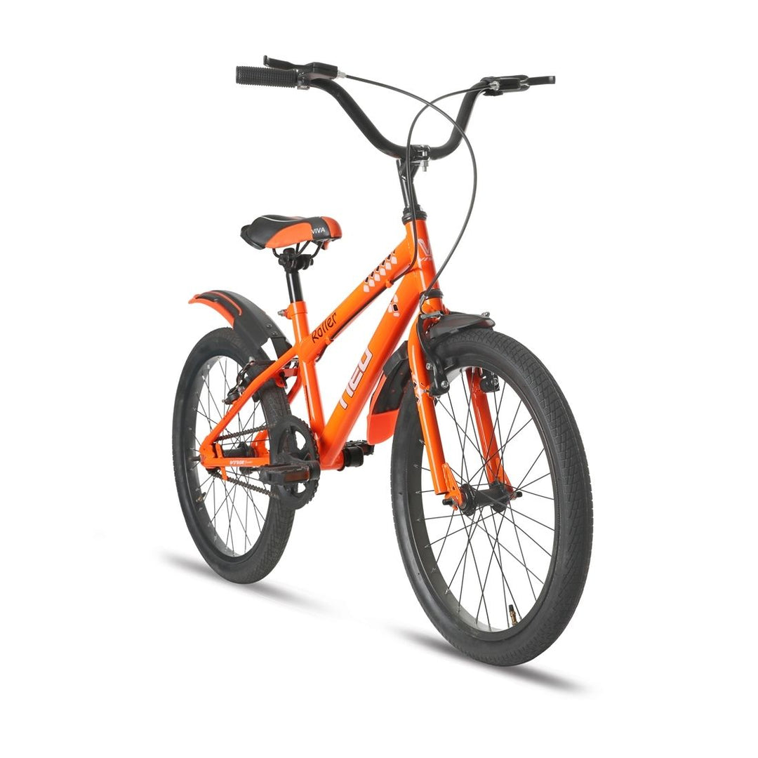 Roller Single Speed 20T Steel Single Speed Bicycle for Kids with Training Wheels (Fluorescent Orange) Suitable for Age : 7 to 10 Years || Height : 3ft 10  to 4ft 7  