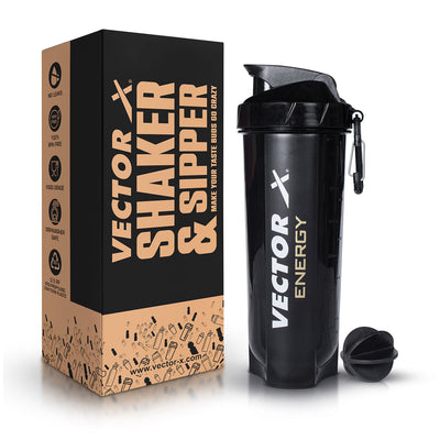 Shaker Bottle For Protein Shake (Black | 600ml)