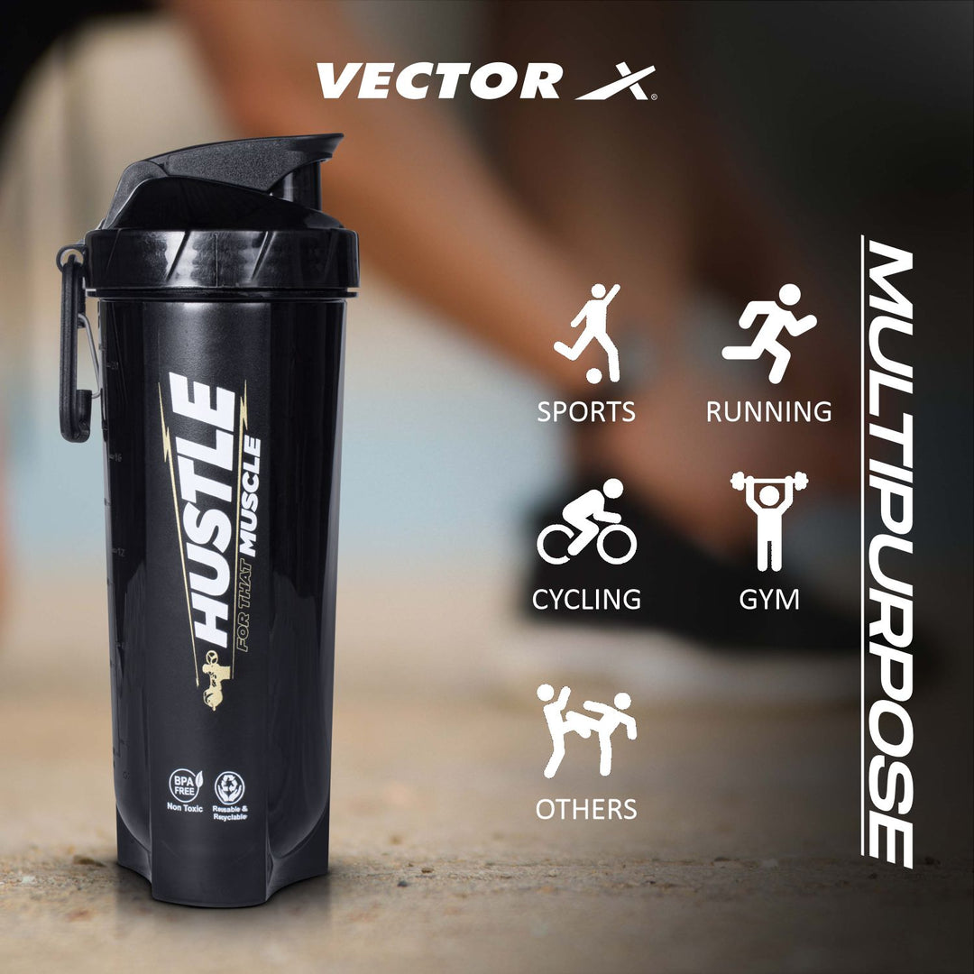 Shaker Bottle For Protein Shake (Black | 600ml)