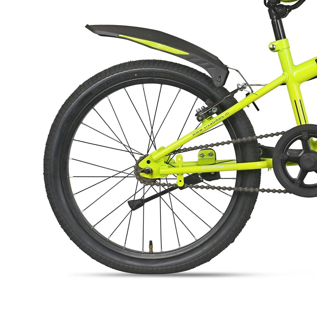 Roller Single Speed 20T Steel Single Speed Bicycle for Kids with Training Wheels (Fluorescent Greem) Suitable for Age : 7 to 10 Years || Height : 3ft 10  to 4ft 7  