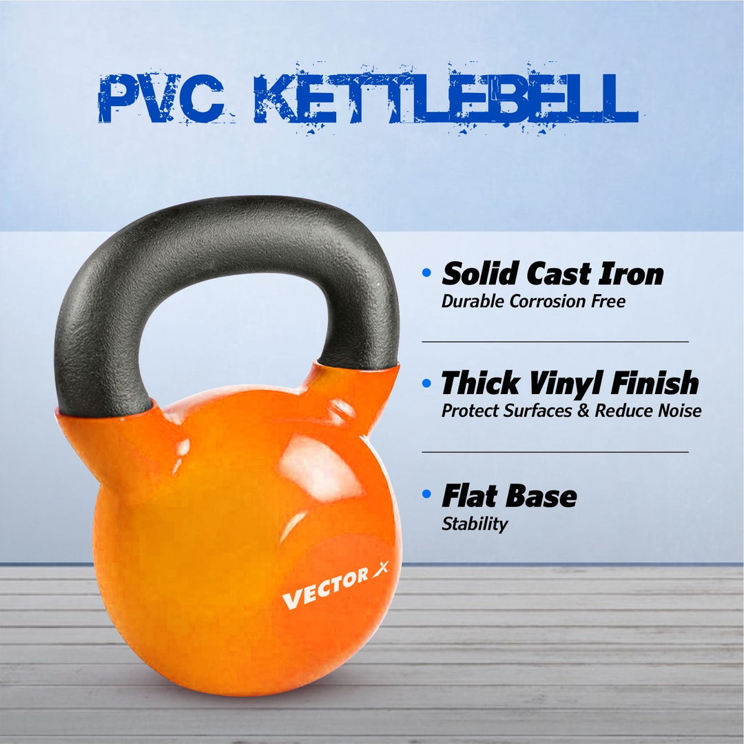 Vinyl Half Coating Kettle Bell for Gym & Workout 12 Kg Orange Kettlebell (12 kg)