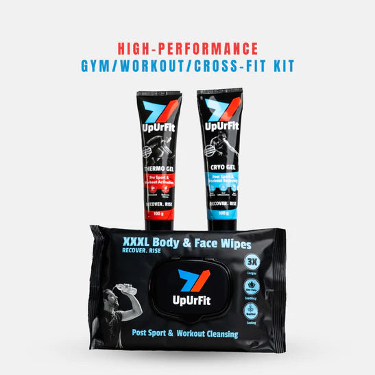 High Performance Gym/Workout/Cross-Fit Kit (Thermo Gel, Cryo Gel, 3XL Body Wipes)