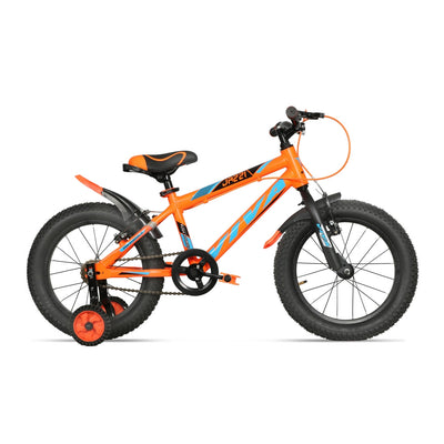 Jazzi Single Speed 16T Single Speed Steel Bicycle for Kids (Black-Orange) Suitable for Age : 4 to 6 Years || Height : 3ft 5  to 3ft 9  