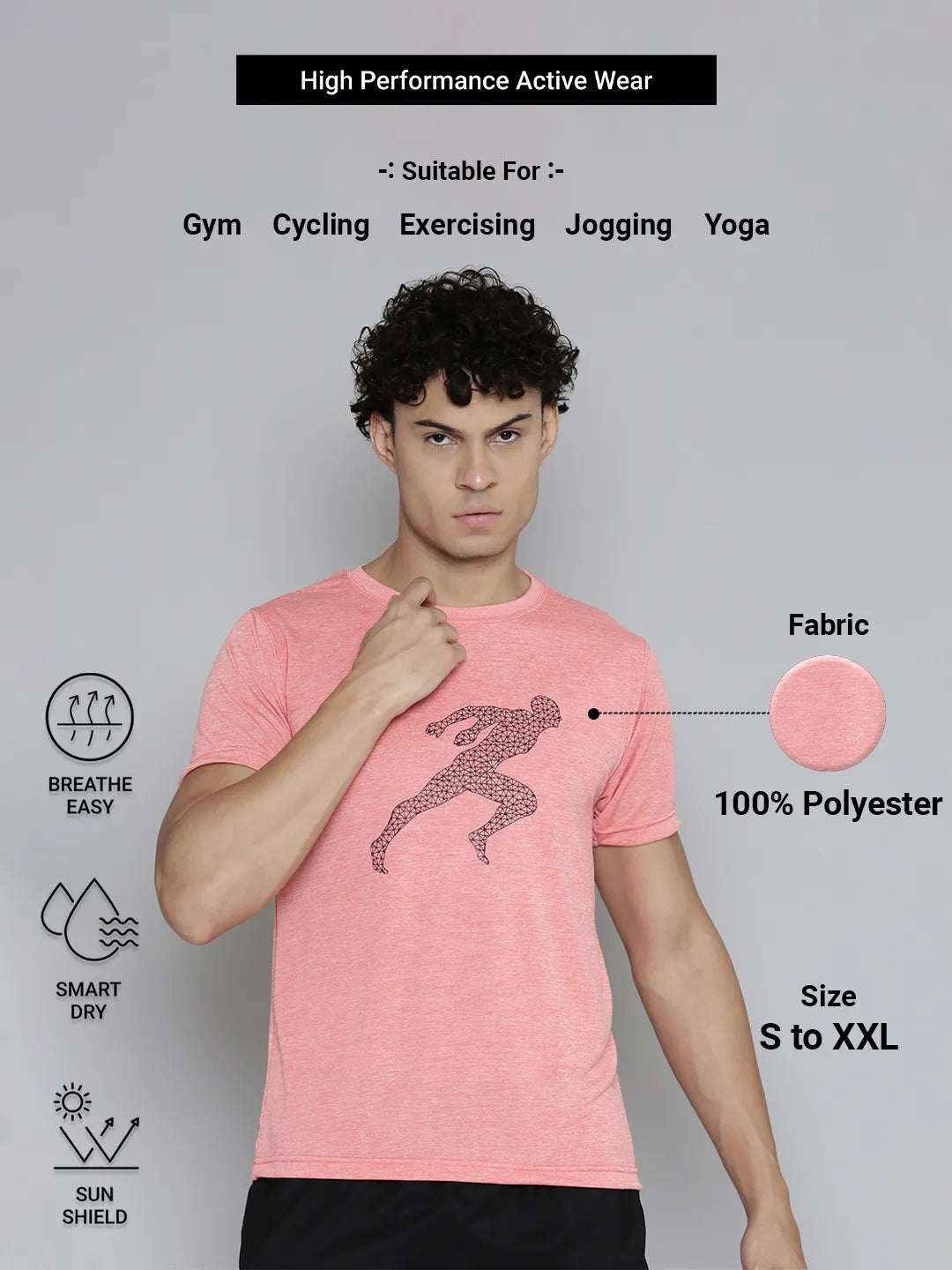 Men’s Max Performance Dry Fit T-shirt (Peach)