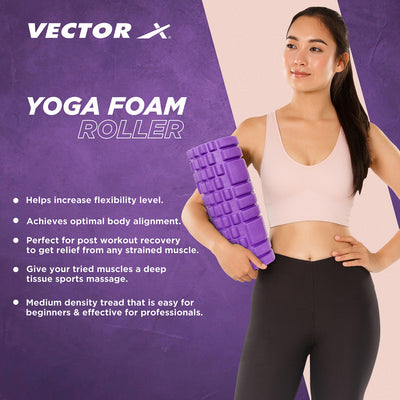 Grid Foam Roller (Length 33 cm |Purple)