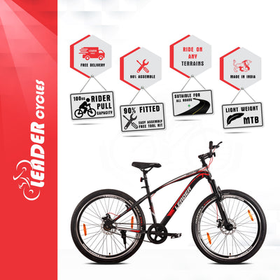 Leader Brawny 27.5T Single Speed MTB Cycle | Free Pan India Installation| Dual Disc Brake and Front Suspension Ideal for 12+ Years