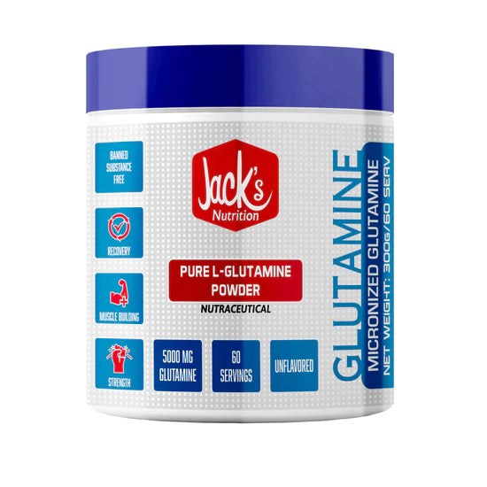 JACK'S NUTRITION Glutamine 300gm-60 Serving Unflavoured | 100% Pure Micronized Glutamine Pharm grade | Fast Dissolving | For Muscle Building, Muscle Repair