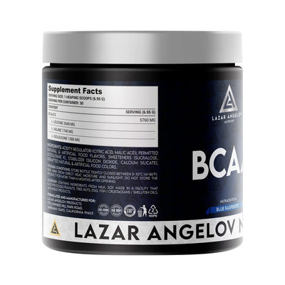 LAZAR ANGELOV NUTRITION Vegan BCAA with 2:1:1 Ratio - Pre/Post & Intra Workout/Amino Acids -Recovery & Performance Boost-Zero Sugar (ORANGE SMOOTHIE)