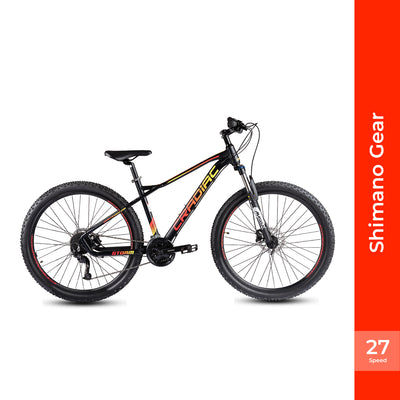 Storm | Shimano Gear | Alivio | 27 Speed | Cassette | Mtb | Alloy 27.5 T Mountain Cycle (27 Gear, Black, Red)