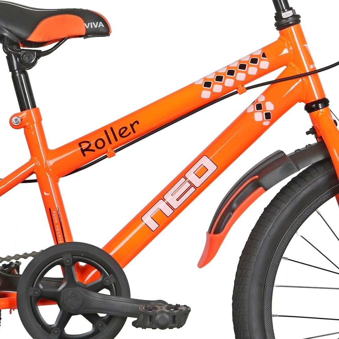 Roller Single Speed 20T Steel Single Speed Bicycle for Kids with Training Wheels (Fluorescent Orange) Suitable for Age : 7 to 10 Years || Height : 3ft 10  to 4ft 7  