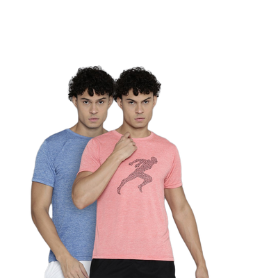 Men’s Max Performance Dry Fit T-shirt (Blue & Peach - Pack of 2)
