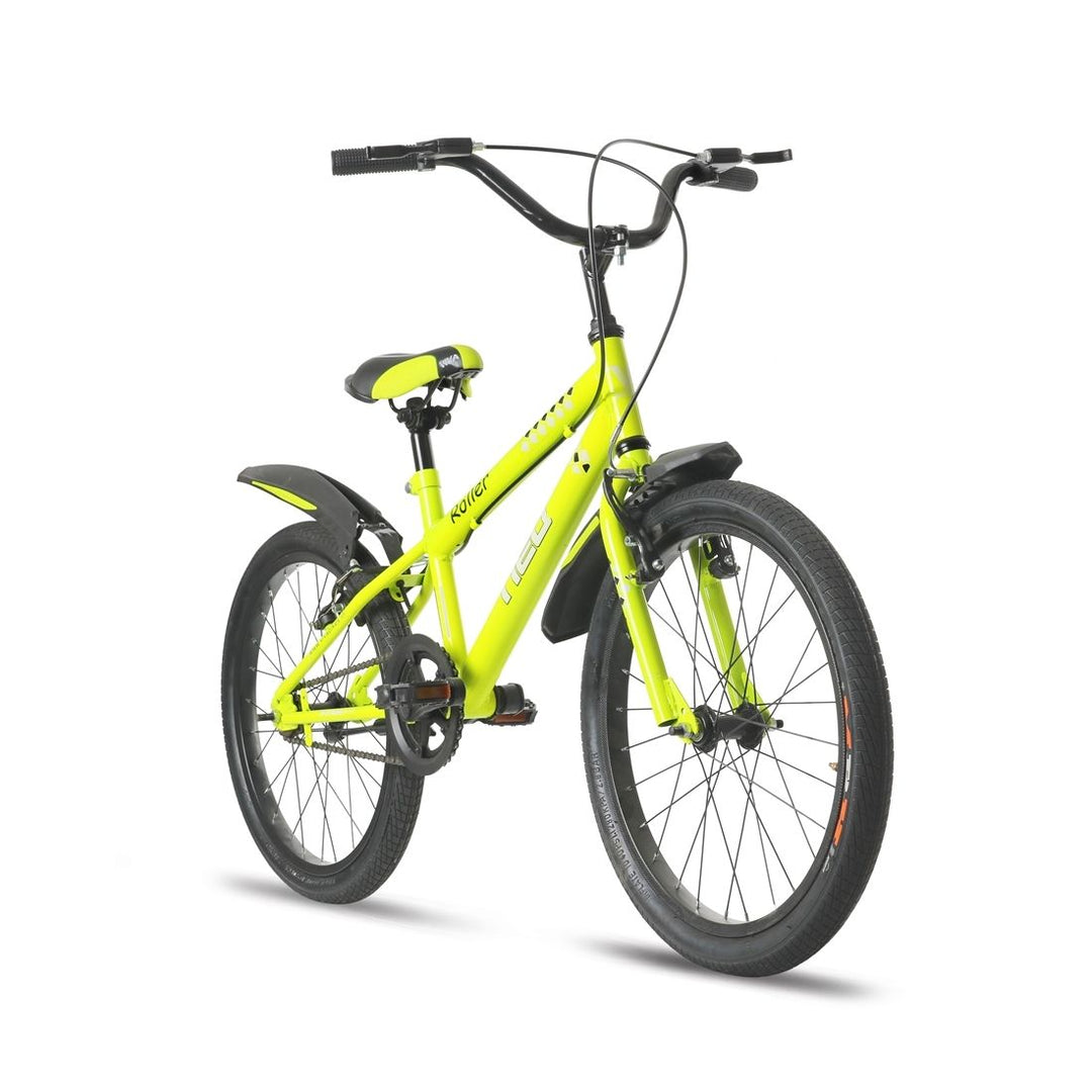 Roller Single Speed 20T Steel Single Speed Bicycle for Kids with Training Wheels (Fluorescent Greem) Suitable for Age : 7 to 10 Years || Height : 3ft 10  to 4ft 7  