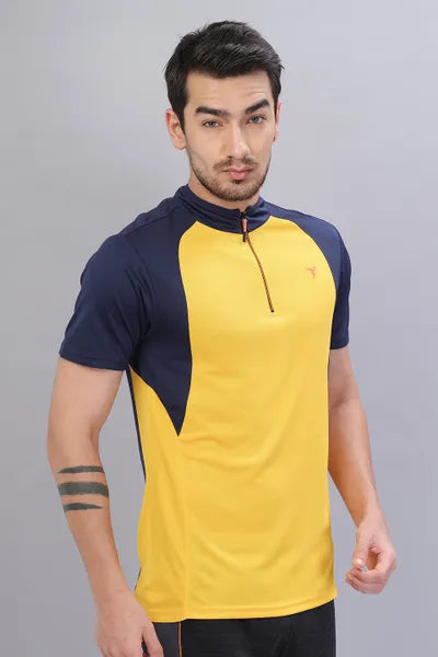 Technosport Mens Active Zip Neck T-shirt P586 Yellow