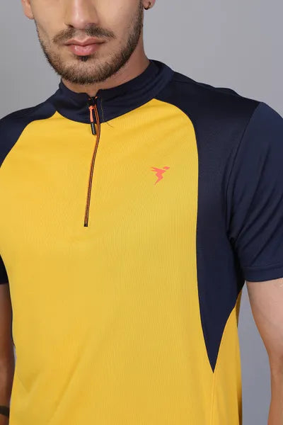 Technosport Mens Active Zip Neck T-shirt P586 Yellow
