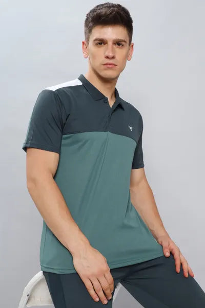 Technosport Mens Active Polo Half Sleeve T-shirt P613 HUNTER GREEN