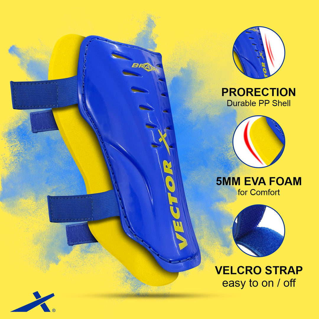 Blue Brazil Football Shin Guard 1 pair (Size - L)