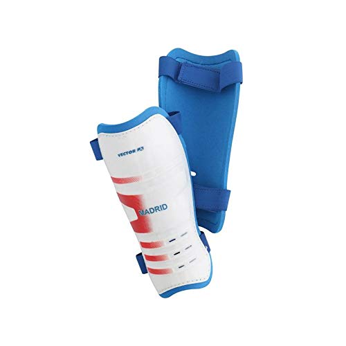 White-Blue MADRID Football Shin Guard 1 pair (Size - L)