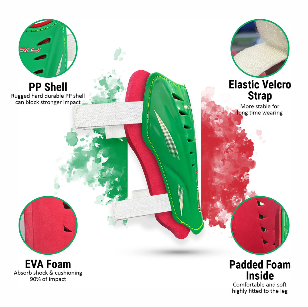 Red-Green Italy Medium Football Shin Guard 1 pair (Size - Men's)