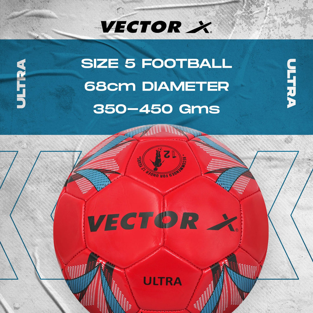 Ultra - Machine Stitched Football | Size - 5 | Suitable Without Grass/International Match Ball/Soccer Balls/Football - Red