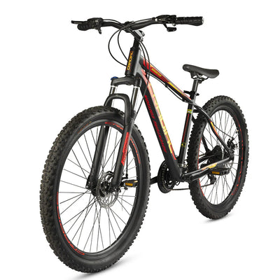 CRADIAC ROOSTER | 6061 ALLOY FRAME | SHIMANO POWERED 29 T Mountain Cycle (21 Gear, Black, Red, Only Front Suspension)