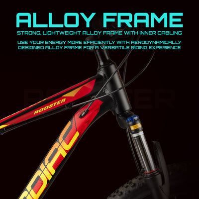 Rooster | 6061 Alloy Frame | Shimano Powered 29 T Mountain/ Hardtail Cycle (21 Gear | Black | Red)