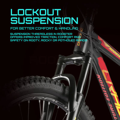 CRADIAC ROOSTER | 6061 ALLOY FRAME | SHIMANO POWERED 29 T Mountain Cycle (21 Gear, Black, Red, Only Front Suspension)