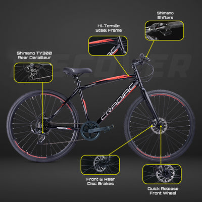 Discover Rigid 7 Speed 700c Hybrid Cycle/ City Bike (7 Gear, Black)