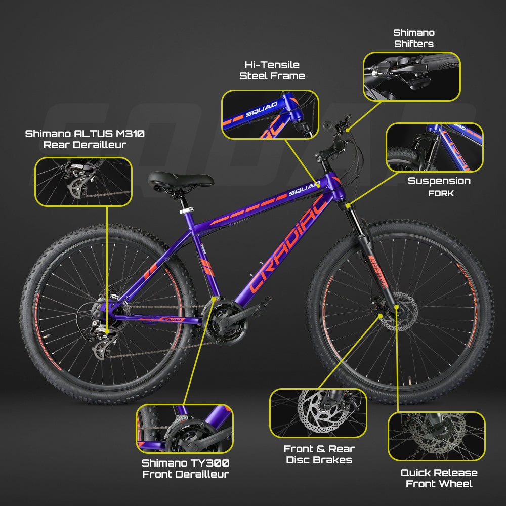 Squad 29 T Mountain/ Hardtail Cycle (21 Gear, Blue, Red)