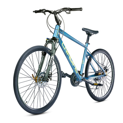 Gunner Pro Max | 6061 Alloy Frame | Shimano Acera | Zoom Lockout Suspension 700c T Hybrid Cycle/ City Bike (21 Gear | Blue)