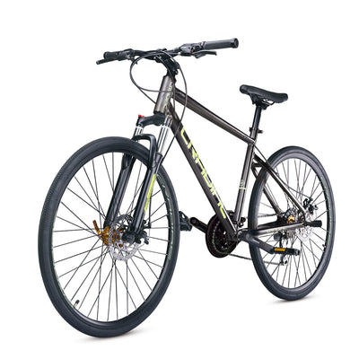 Gunner Pro | 6061 Alloy Frame | Shimano Acera | Lockout Suspension 700c T Hybrid Cycle/ City Bike (21 Gear | Grey)