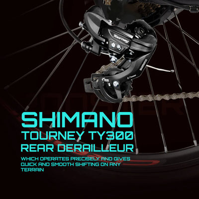 CRADIAC ROOSTER | 6061 ALLOY FRAME | SHIMANO POWERED 29 T Mountain Cycle (21 Gear, Black, Red, Only Front Suspension)