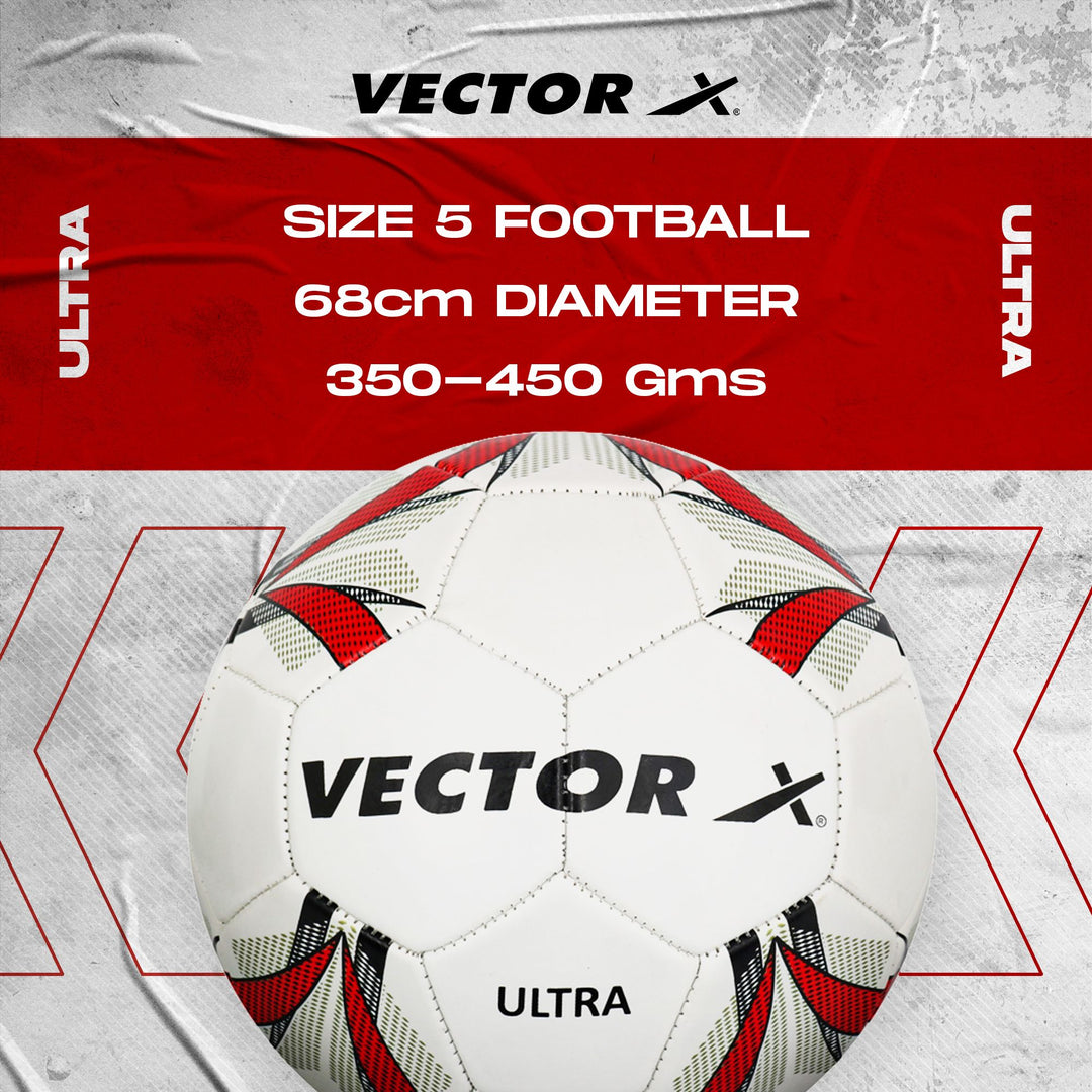 Ultra - Machine Stitched Football | Size - 5 | Suitable Without Grass/International Match Ball/Soccer Balls/Football - White