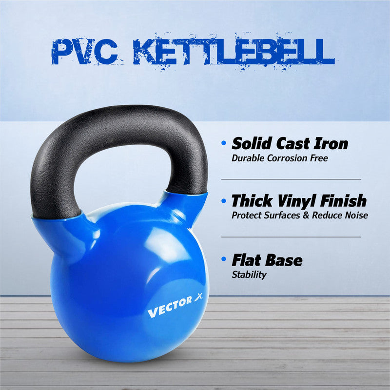 Vinyl Half Coating Kettle Bell for Gym & Workout 8 Kg Blue Kettlebell (8 kg)