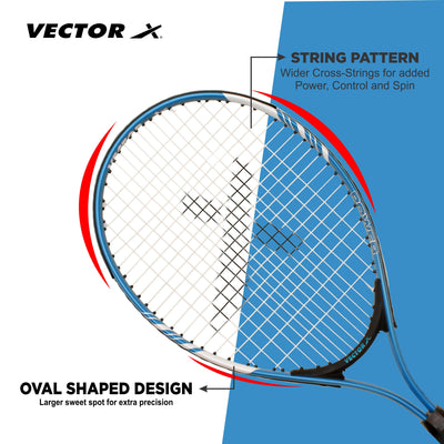VXT-520-23-BLU-3/4 Blue Strung Tennis Racquet (Pack of: 1 | 220 g)