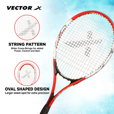 VXT 520 27 inches Senior with 3/4th cover Strung Tennis Racquet Red Strung Tennis Racquet (Pack of: 1 | 280 g)
