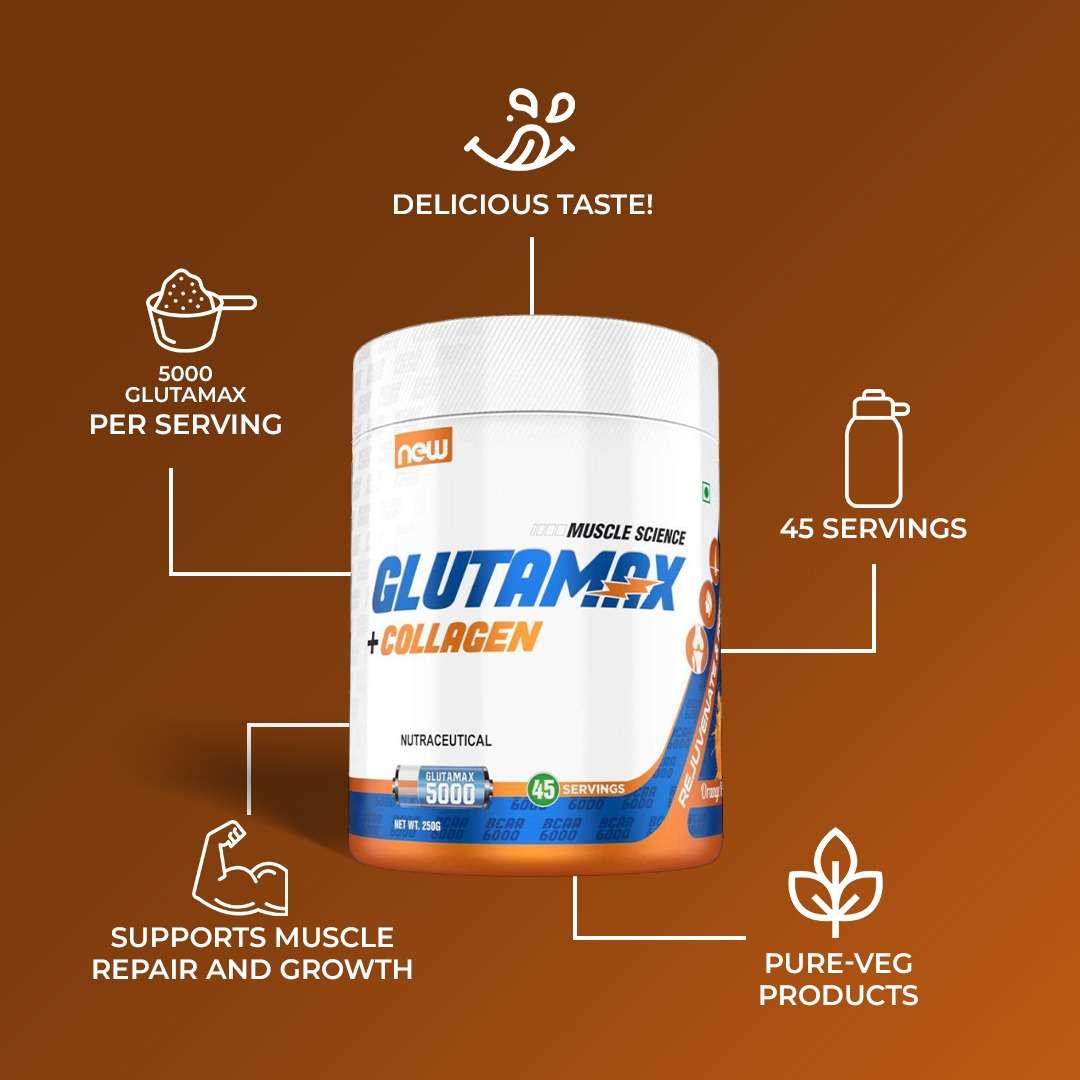 Glutamax Plus Collagen (45 Servings | Orange Flavour)