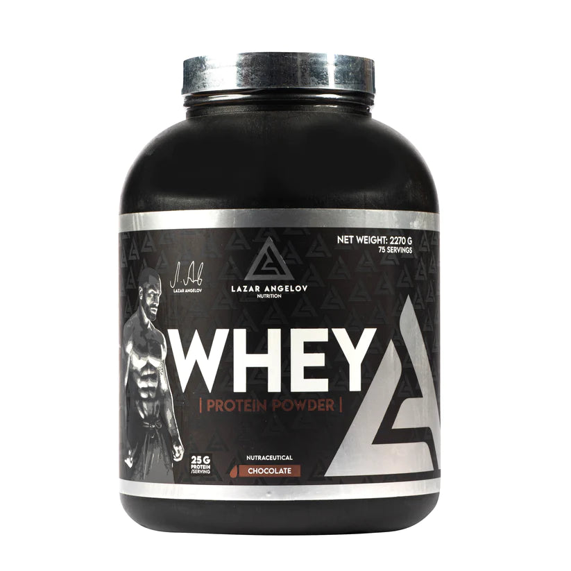 LAZAR ANGELOV NUTRITION Whey Protein Powder 2.27kg -75 SERVING 25g Protein | Zero Sugar | Gluten Free| - Lean Muscle Protein (Chocolate)