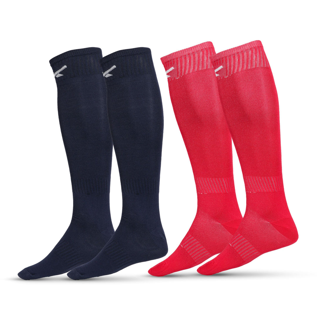 Unisex Solid Knee High (Pack of 4) Free Size (Navy & Red)