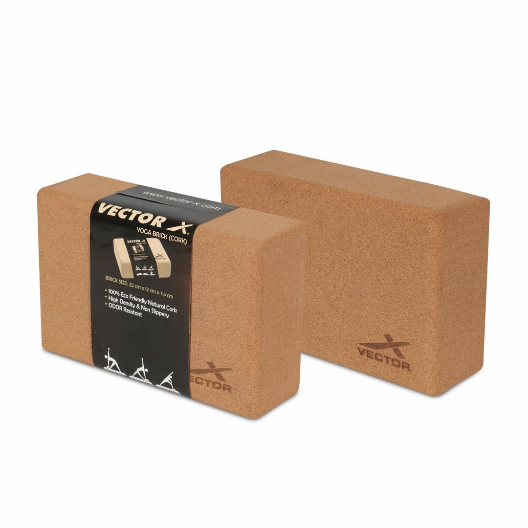 Yoga Block/Yoga Brick of High Density Premium CORK Eco Non Toxic Pack of 2 Yoga Blocks (Brown Pack of 2) (Brick)