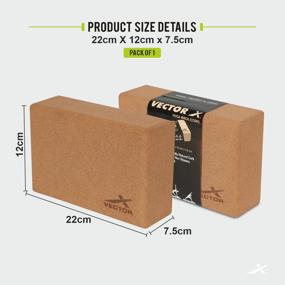 Yoga Block/Yoga Brick of High Density Premium CORK Eco Non Toxic Pack of 2 Yoga Blocks (Brown Pack of 2) (Brick)