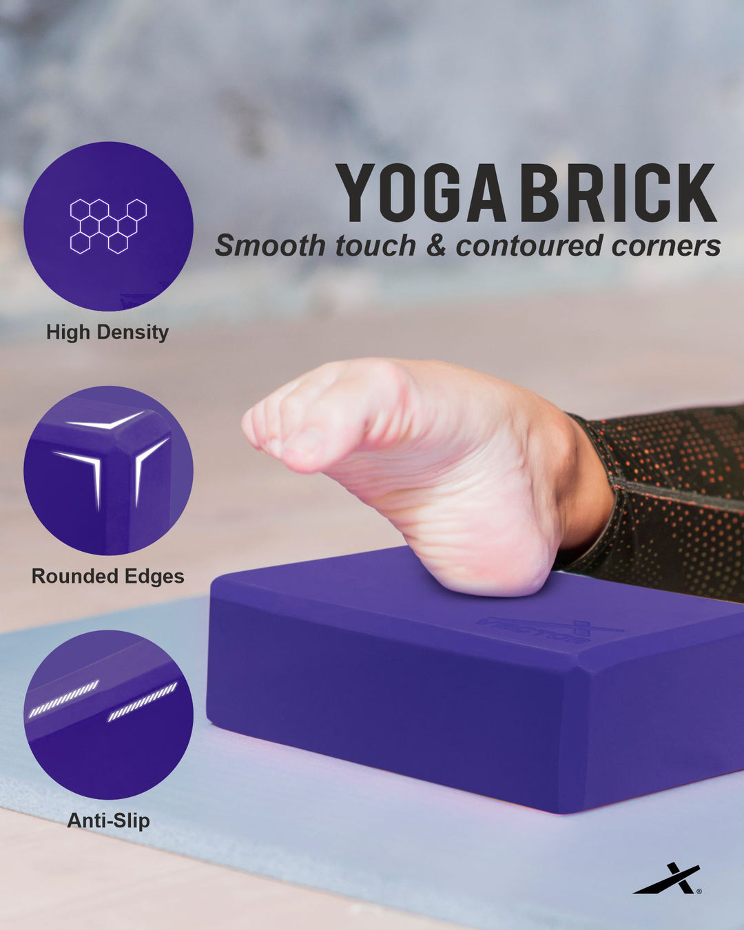 Yoga Block/Yoga Brick of High Density Premium EVA Foam Eco Non Toxic Pack of 2 Yoga Blocks (Purple Pack of 2) (Purple)