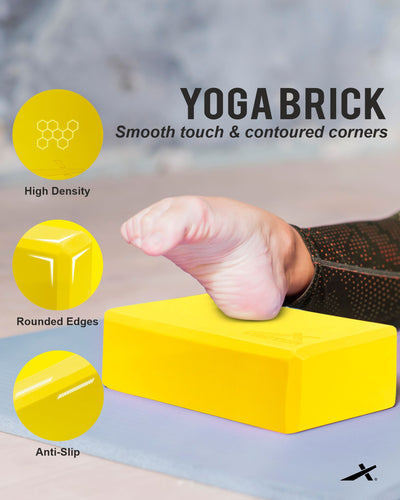 Yoga Block/Yoga Brick of High Density Premium EVA Foam Eco Non Toxic Pack of 2 Yoga Blocks (Yellow Pack of 2) (Yellow)