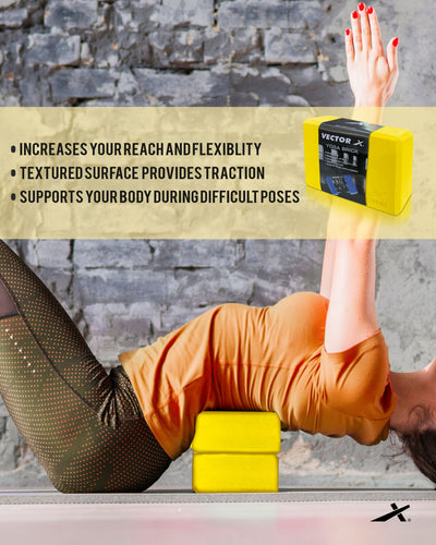 Yoga Block/Yoga Brick of High Density Premium EVA Foam Eco Non Toxic Pack of 2 Yoga Blocks (Yellow Pack of 2) (Yellow)