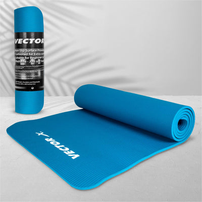 Non-Toxic Phthalate Free Best Quality and Anti slip NBR Eco Friendly 10 mm Yoga Mat ( Blue)