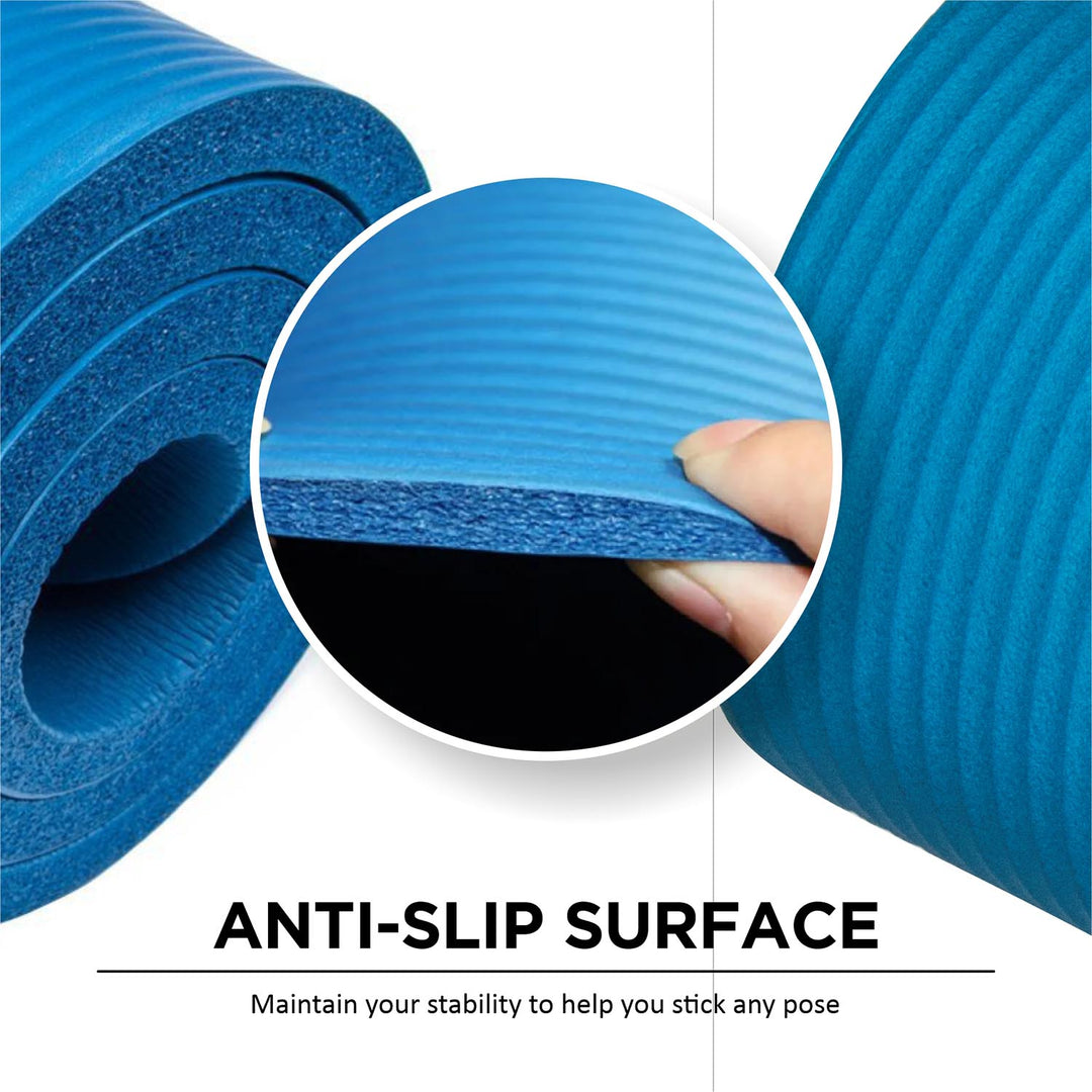 Non-Toxic Phthalate Free Best Quality and Anti slip NBR Eco Friendly 10 mm Yoga Mat ( Blue)