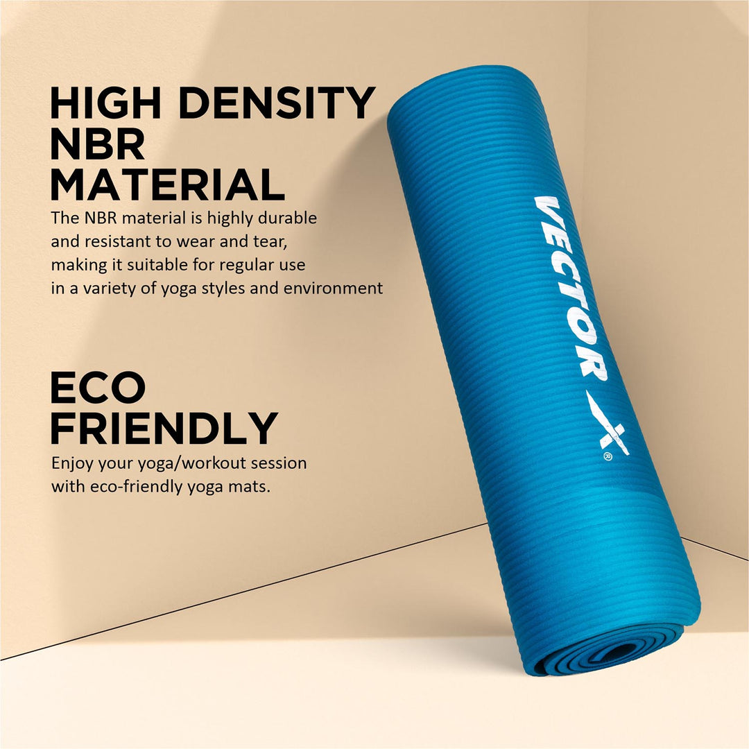 Non-Toxic Phthalate Free Best Quality and Anti slip NBR Eco Friendly 10 mm Yoga Mat ( Blue)