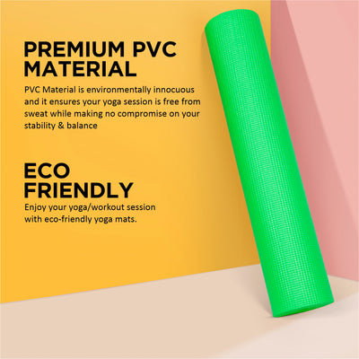Non-Toxic Phthalate Free Best Quality and Anti slip PVC Eco Friendly 4 mm Yoga Mat (Green)