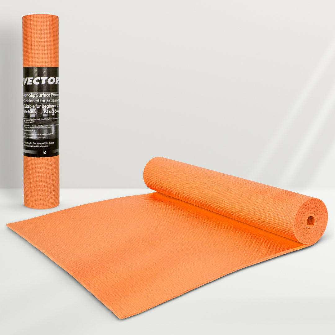 Non-Toxic Phthalate Free Best Quality and Anti slip PVC Eco Friendly 4 mm Yoga Mat (Orange)