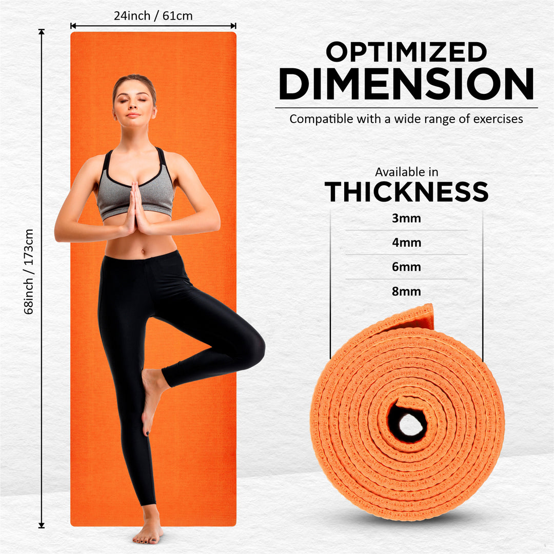 Non-Toxic Phthalate Free Best Quality and Anti slip PVC Eco Friendly 4 mm Yoga Mat (Orange)